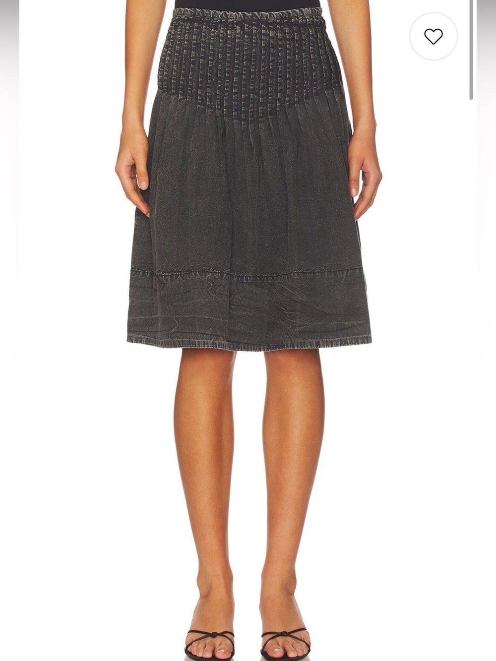 Free People Peyton Pintuck Midi Skirt In Washed Black US 2